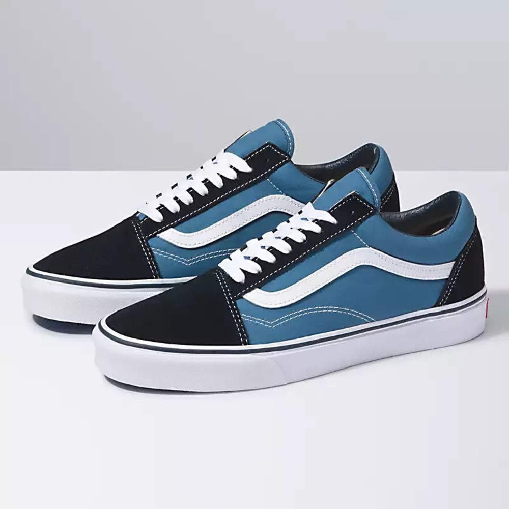 Vans Old Skool Black & Blue Skate Shoes Woman 8.0 Suede